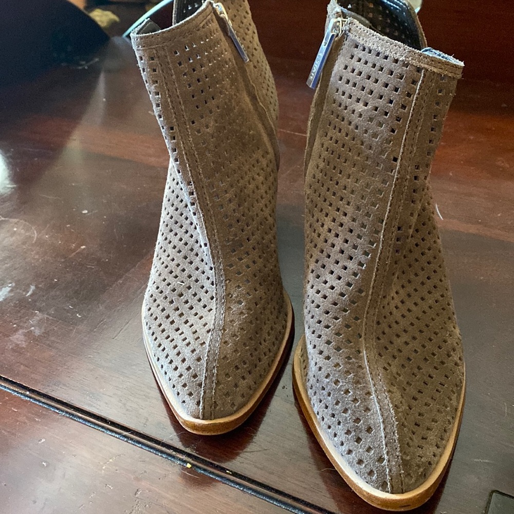 Brown suede booties